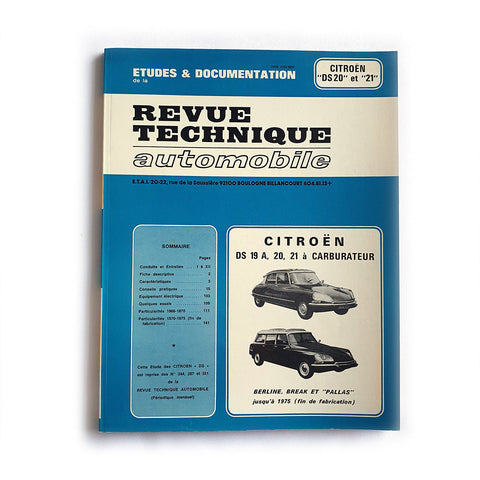 Revue Technique automobile Citroën DS 19A, 20 et 21